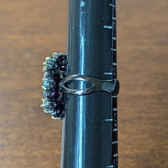 RING Ruby Topaz and Amethyst 925 Black Rhodium and Gold plated Size 8 - Classy! - Picture 9 of 10